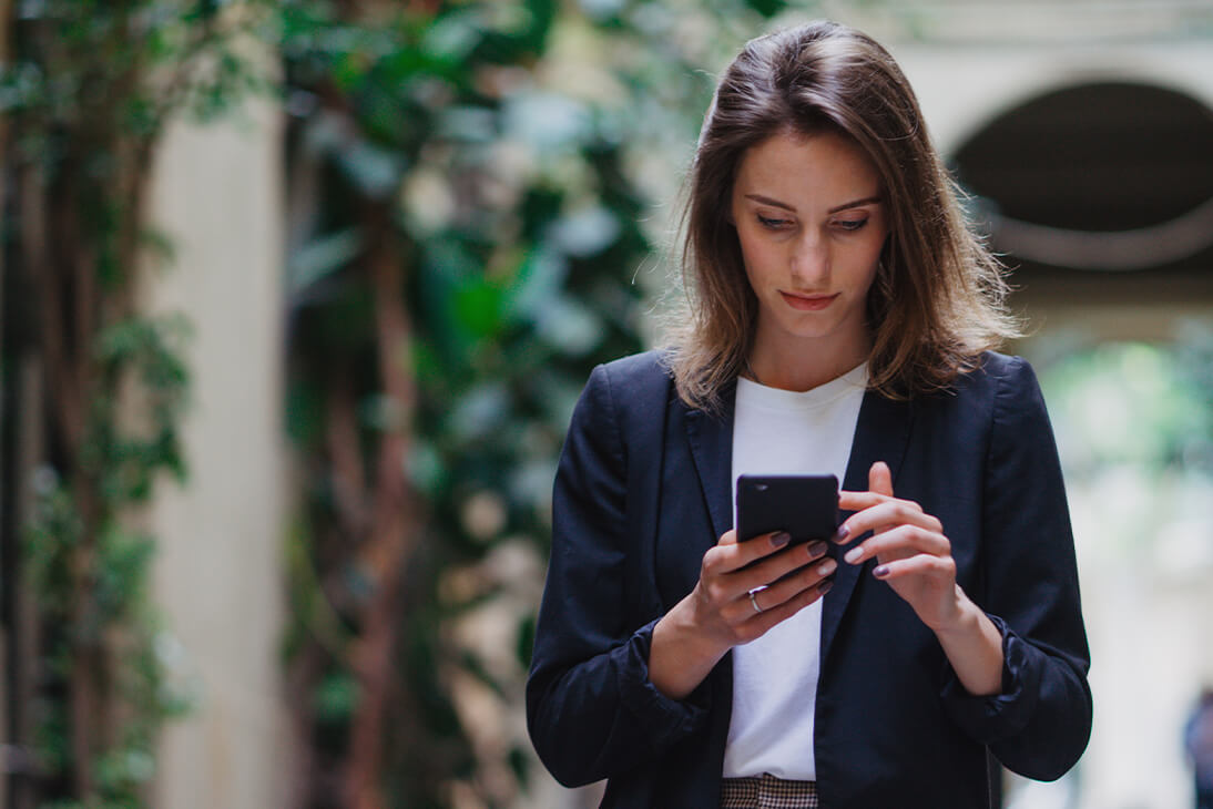 woman on her phone