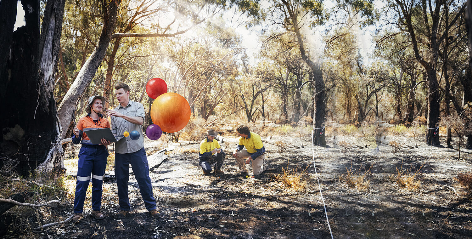 Four men are engaged in a community work.