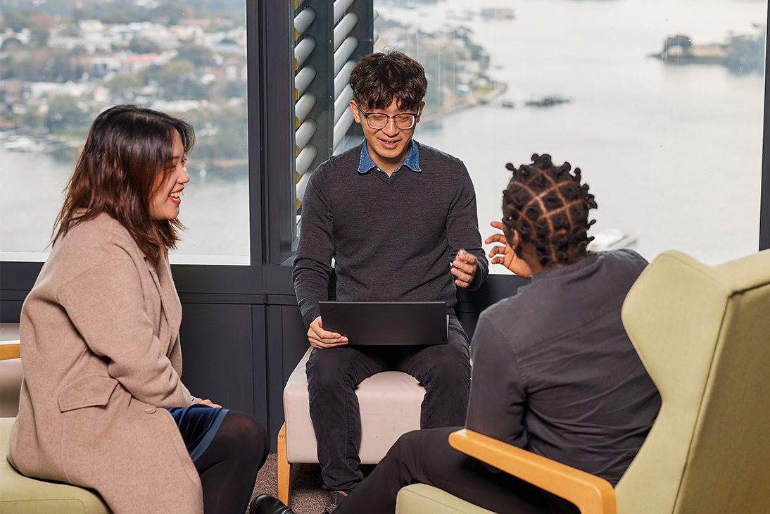 Employees having a meeting